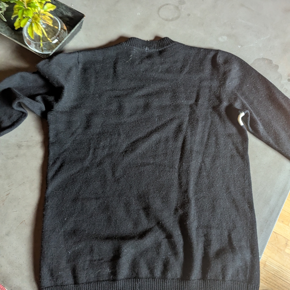 Bella Freud - 1970 Jumper - Black and White Crewneck Sweater - Picture 5 of 16